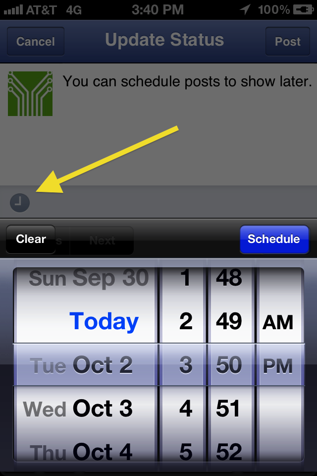 Schedule Updates Via the Facebook Pages App